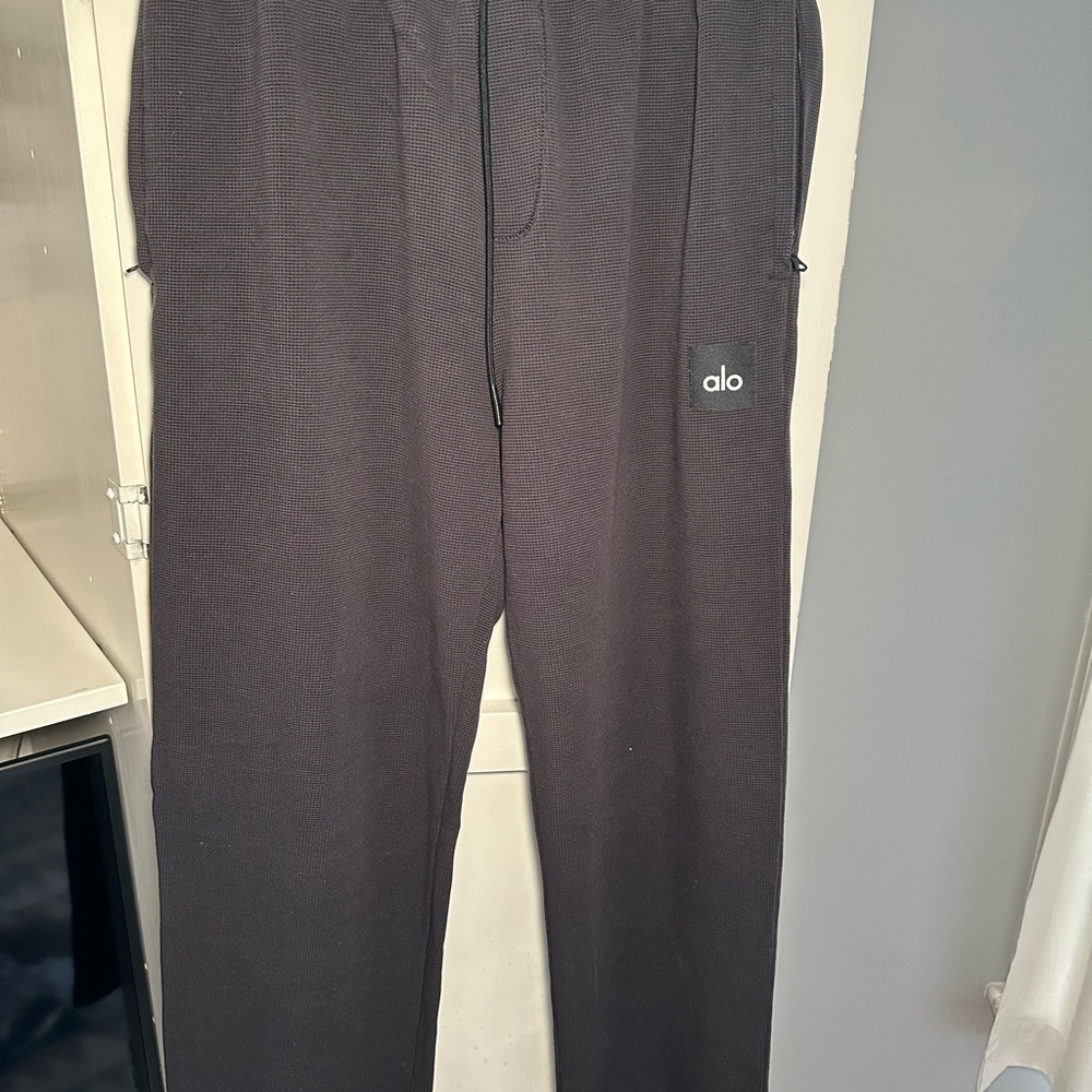 ALO Yoga Micro Waffle Fastbreak Men's Black Pants